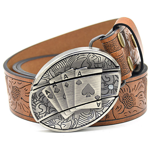 Men's Embossed Pattern Leather Belt