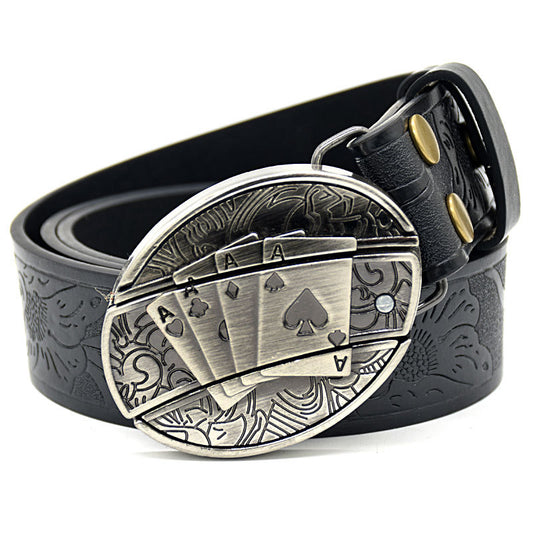 Men's Embossed Pattern Leather Belt