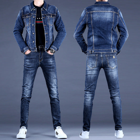 Men's Embroidered Denim Jacket and Pants