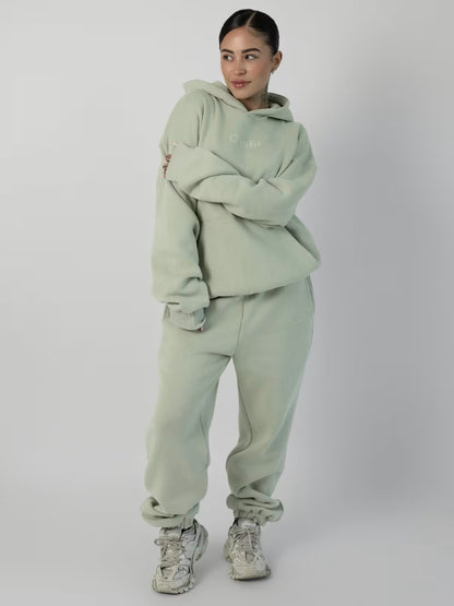 Men's Embroidered Fleece Hoodie Tracksuit