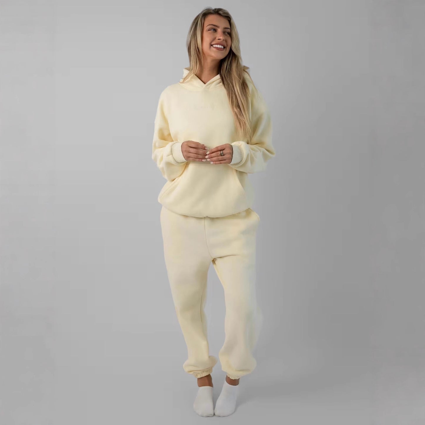 Men's Embroidered Fleece Hoodie Tracksuit