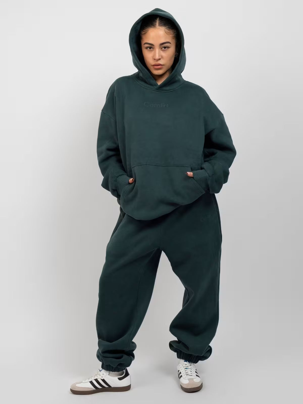 Men's Embroidered Fleece Hoodie Tracksuit