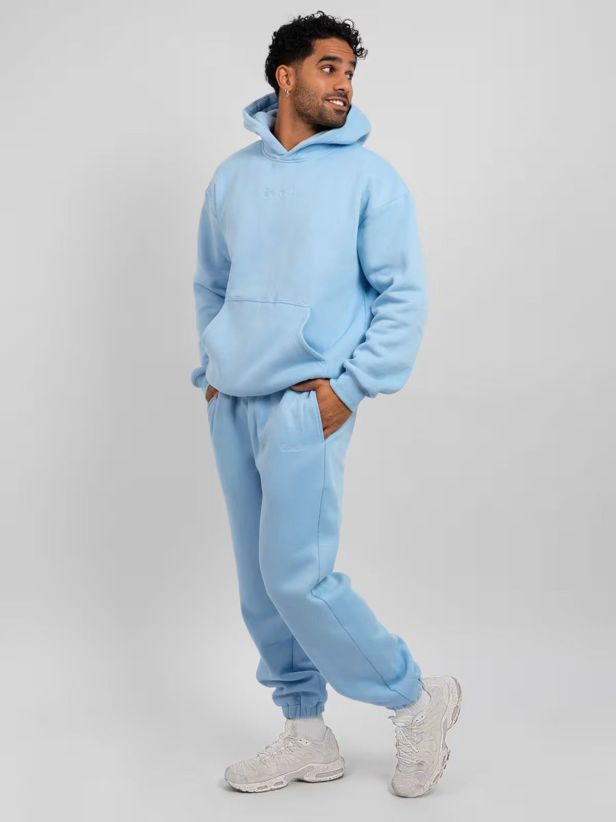 Men's Embroidered Fleece Hoodie Tracksuit