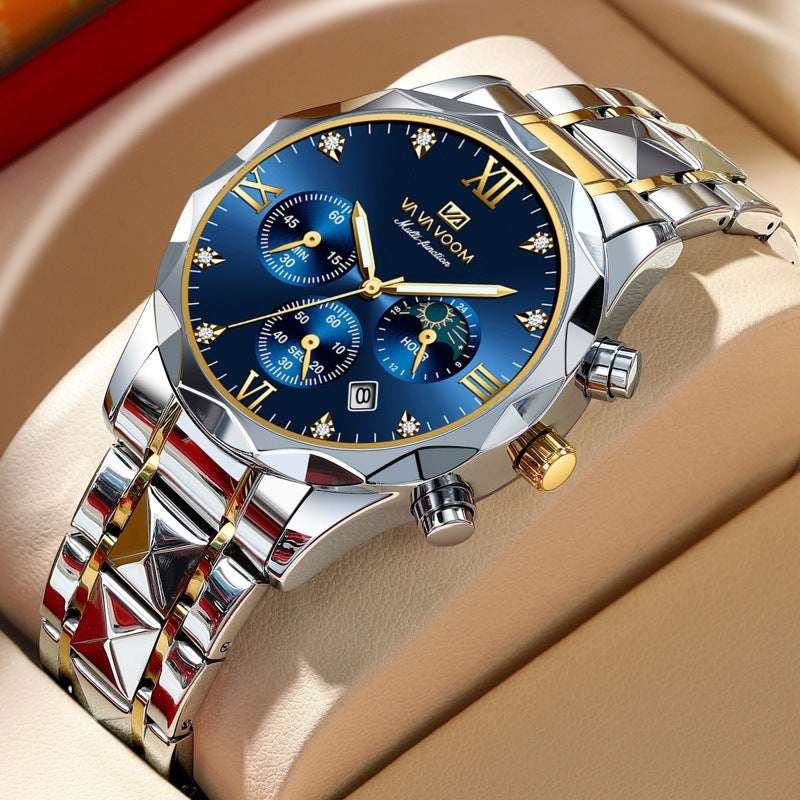 Men's Fashion Quartz Watch with Calendar and Waterproof