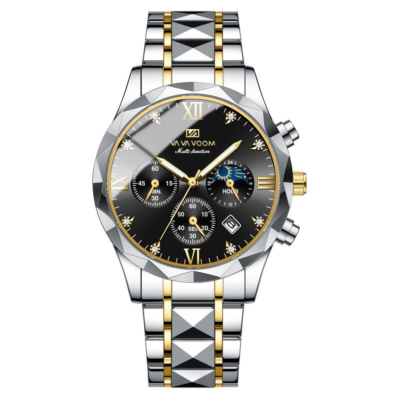 Men's Fashion Quartz Watch with Calendar and Waterproof