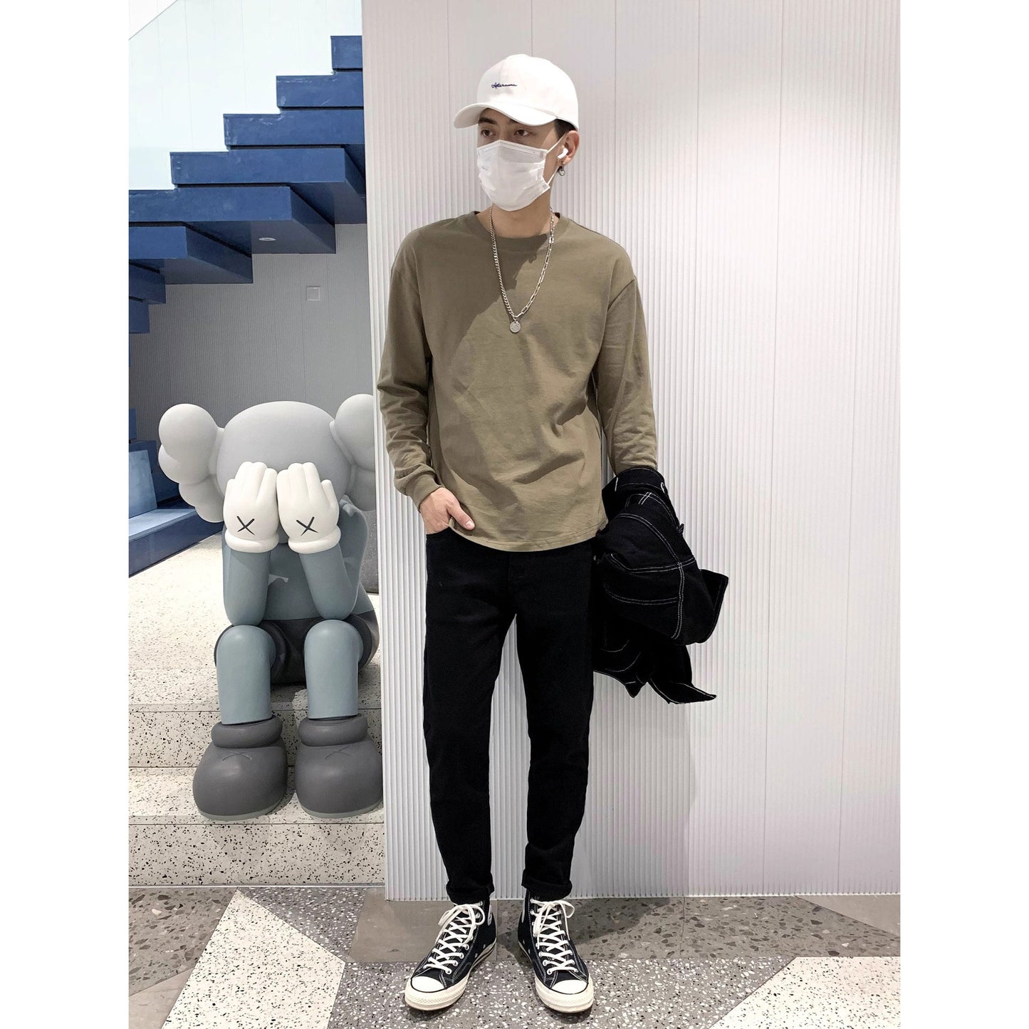 Men's Fashion Solid Color Round Neck Sweater Casual Long Sleeve T-Shirt