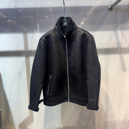 Men's Faux Fur Collar Leather Jacket