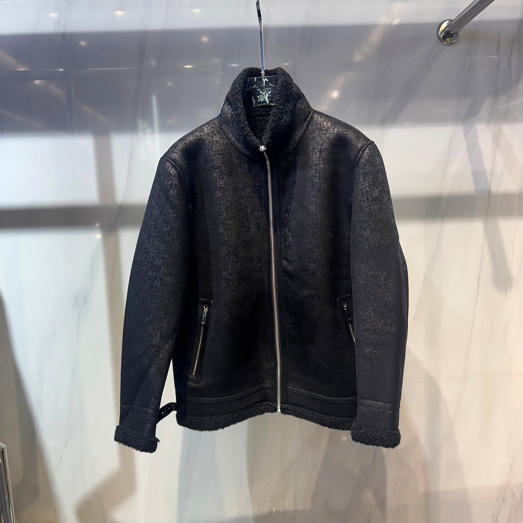 Men's Faux Fur Collar Leather Jacket