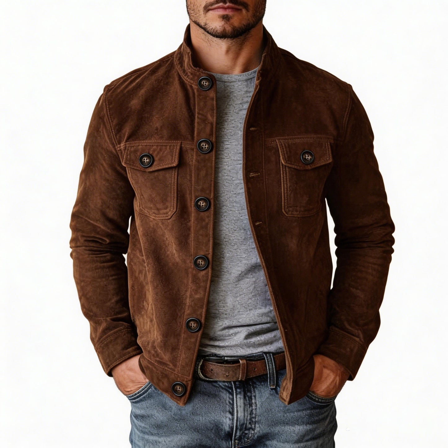 Men's Faux Suede Casual Jacket