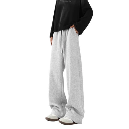 Men's Fleece-Lined Casual Sweatpants Loose-Fit Wide-Leg Pants