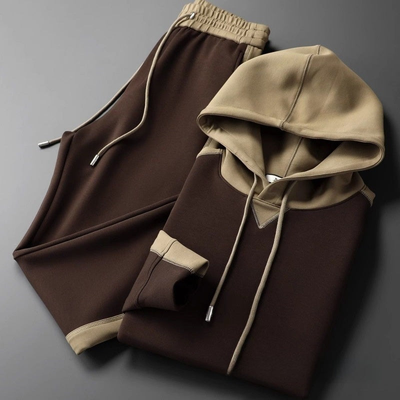 Men's Fleece-Lined Hooded Tracksuit Set