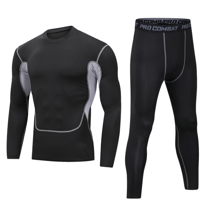 Men's Fleece-Lined Sportswear Suit for Winter Fitness and Running