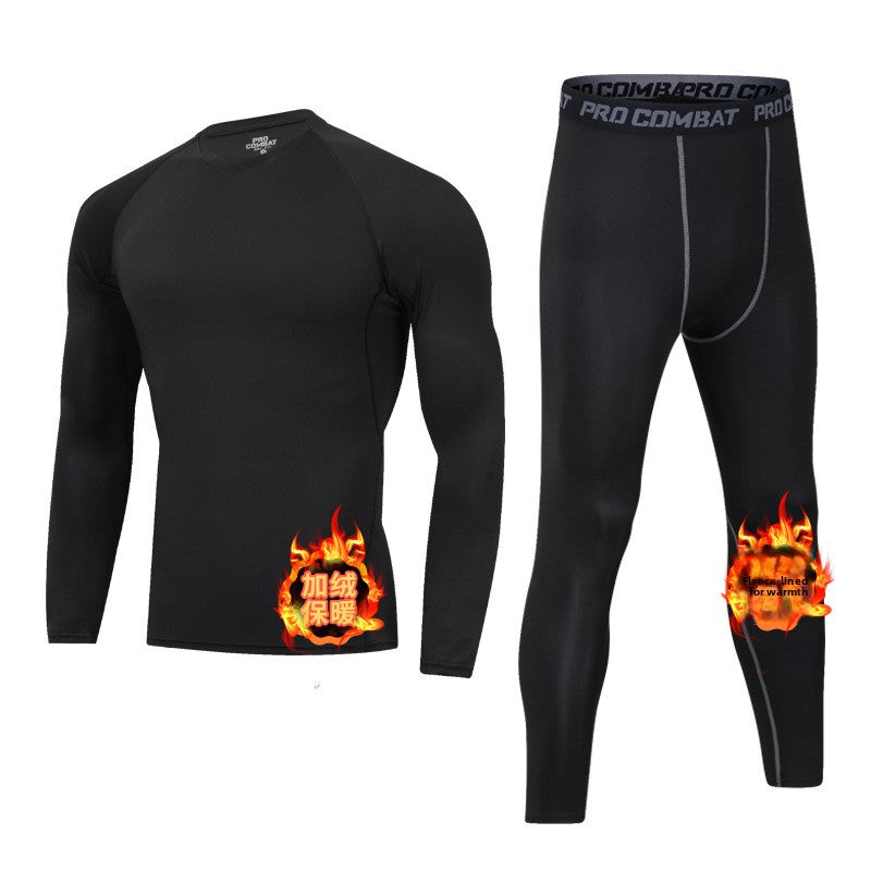 Men's Fleece-Lined Sportswear Suit for Winter Fitness and Running