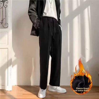 Men's Fleece-Lined Straight Leg Casual Trousers