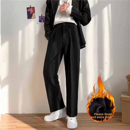 Men's Fleece-Lined Straight Leg Casual Trousers