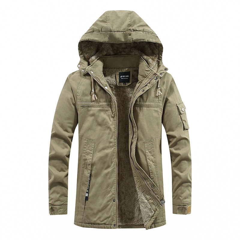 Men's Fleece-Lined Winter Jacket with Hood