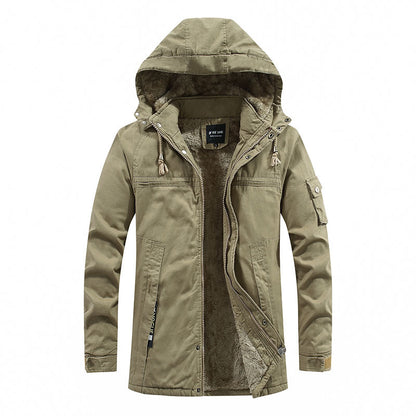 Men's Fleece-Lined Winter Jacket with Hood