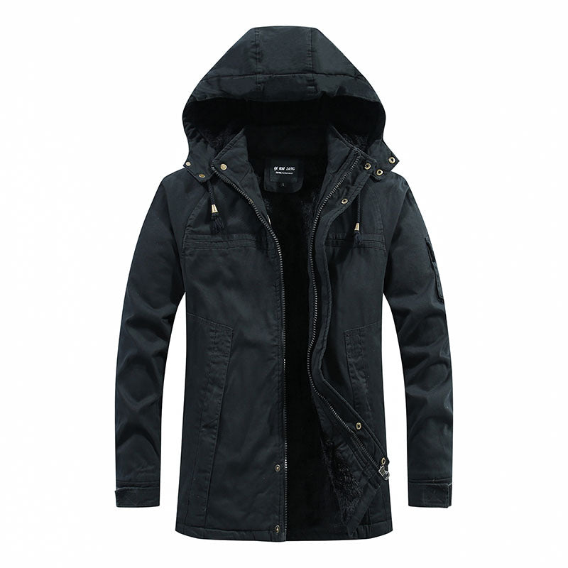 Men's Fleece-Lined Winter Jacket with Hood