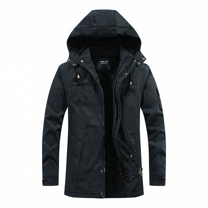 Men's Fleece-Lined Winter Jacket with Hood
