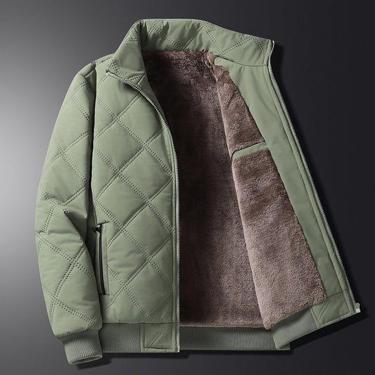 Men's Fleece-Lined Winter Jacket with Stand Collar