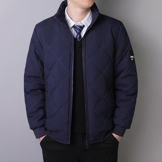 Men's Fleece-Lined Winter Jacket with Stand Collar