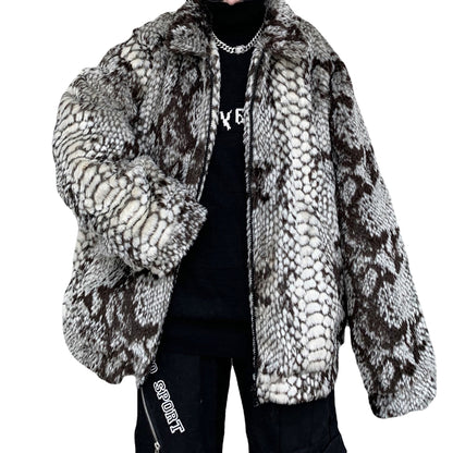 Men's fleece snake-patterned sweater
