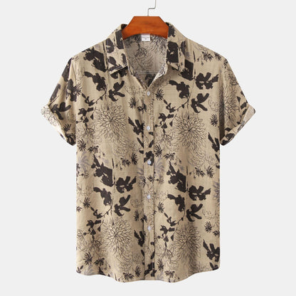 Men's floral short-sleeved shirt