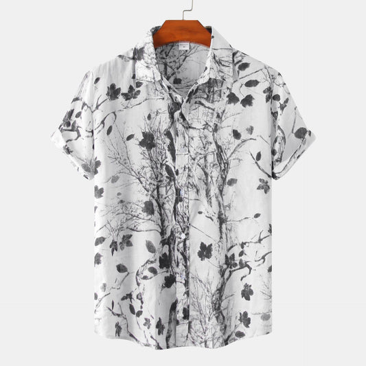 Men's floral short-sleeved shirt