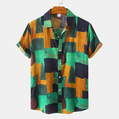 Men's floral short-sleeved shirt
