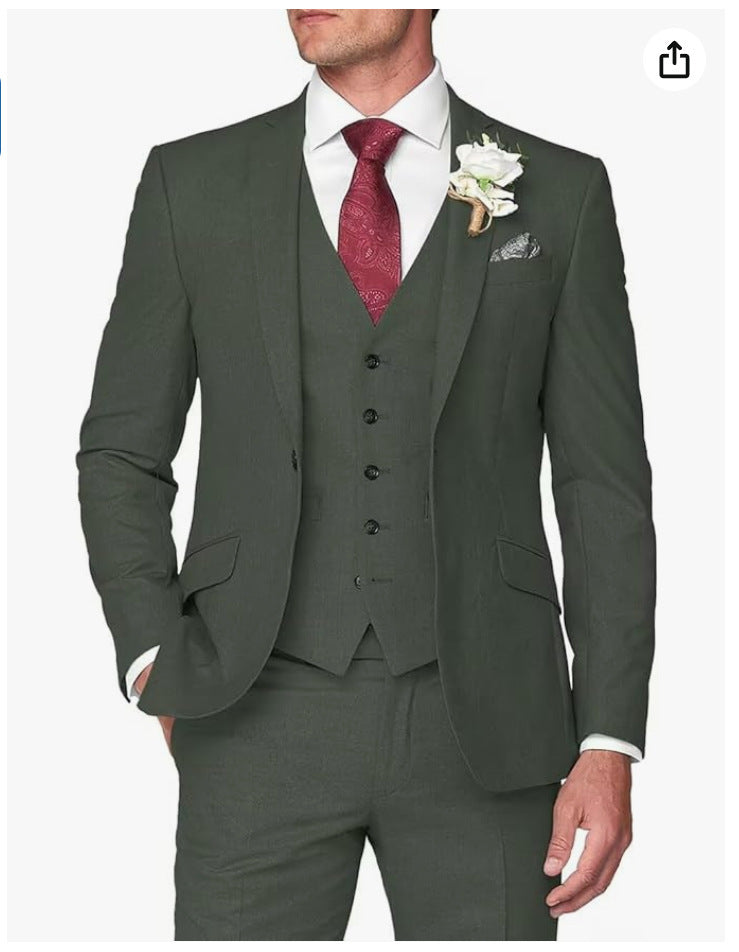 Men's Formal Three-Piece Slim Fit Suit