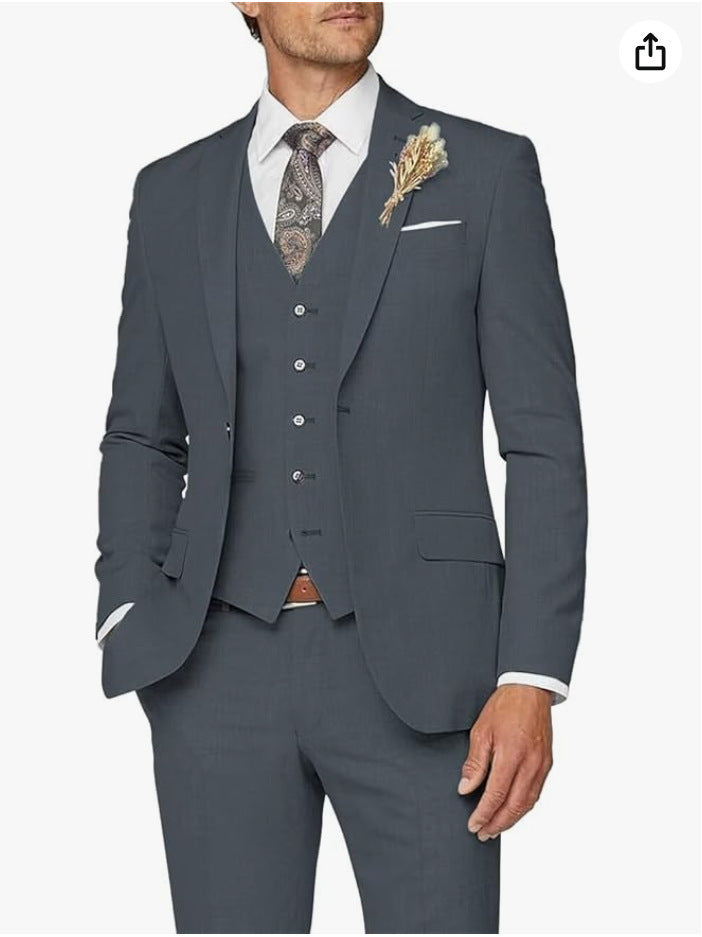 Men's Formal Three-Piece Slim Fit Suit