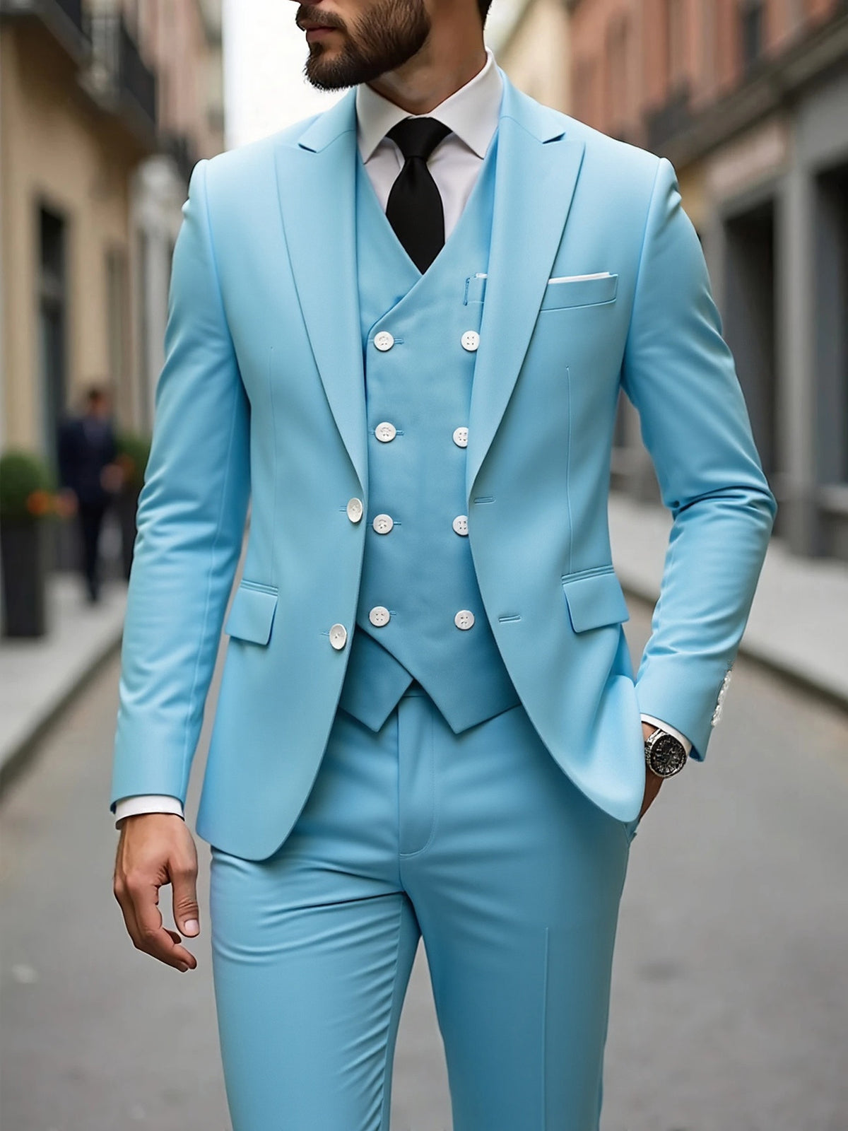 Men's Formal Three-Piece Suit Korean Style Wedding Business Wear