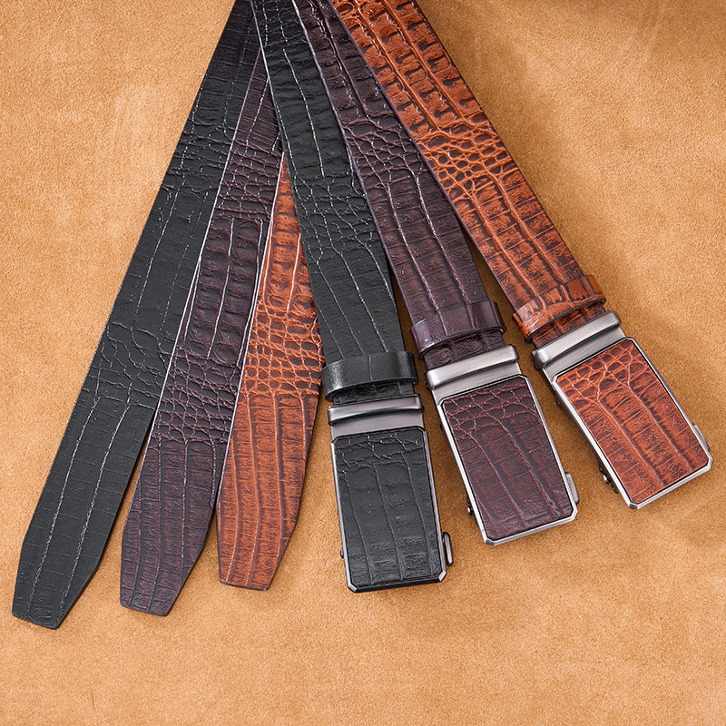 Men's Genuine Leather Automatic Buckle Belt