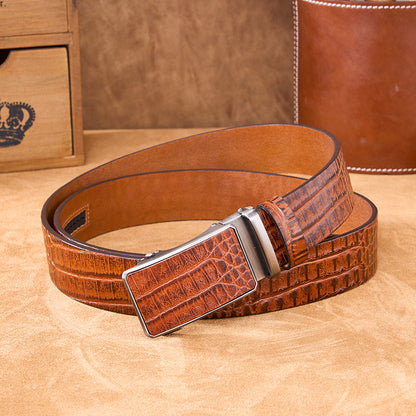 Men's Genuine Leather Automatic Buckle Belt