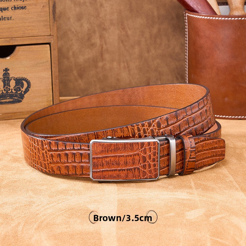 Men's Genuine Leather Automatic Buckle Belt
