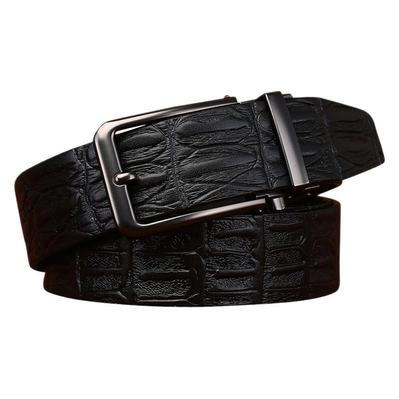 Men's Genuine Leather Automatic Buckle Belt with Crocodile Pattern
