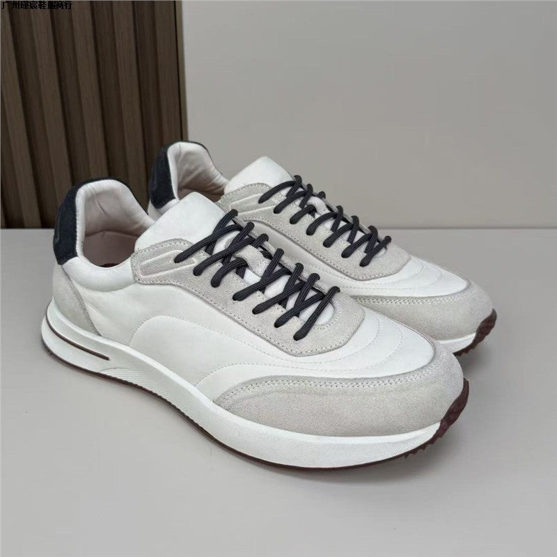 Men's Genuine Leather Lace-Up Casual Sports Shoes