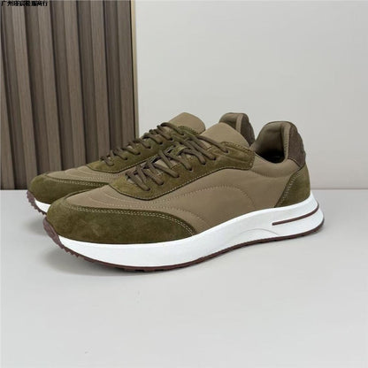 Men's Genuine Leather Lace-Up Casual Sports Shoes