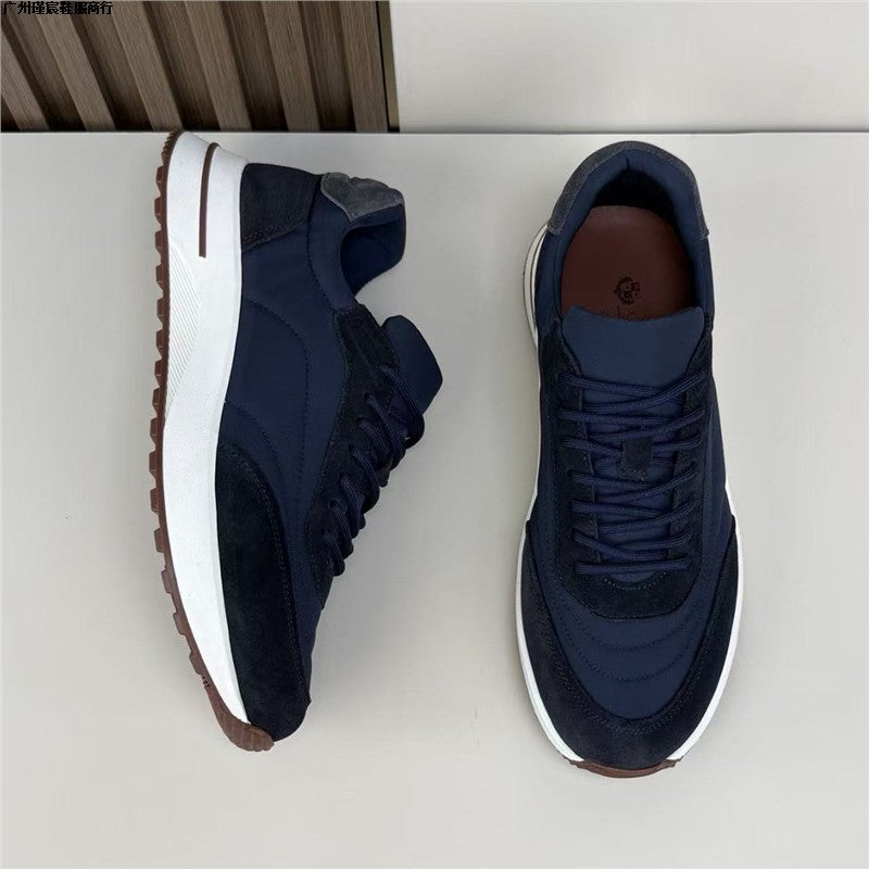 Men's Genuine Leather Lace-Up Casual Sports Shoes
