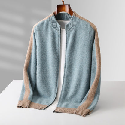 Men's Half-High Collar Pure Wool Cardigan
