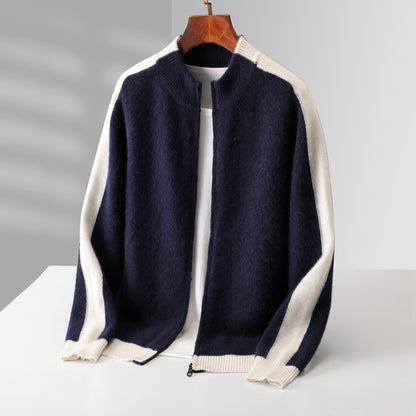 Men's Half-High Collar Pure Wool Cardigan