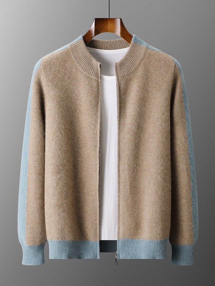 Men's Half-High Collar Pure Wool Cardigan