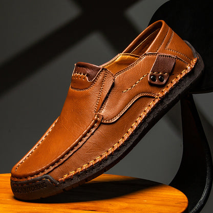 Men's Hand-Stitched Leather Loafers Slip-On Casual Shoes