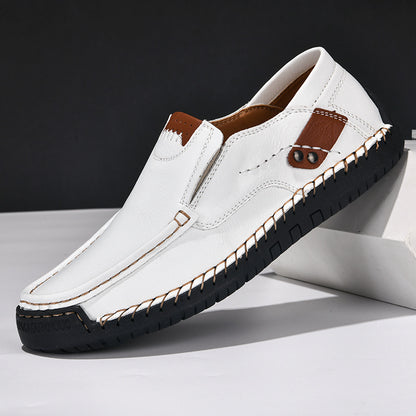 Men's Hand-Stitched Leather Loafers Slip-On Casual Shoes