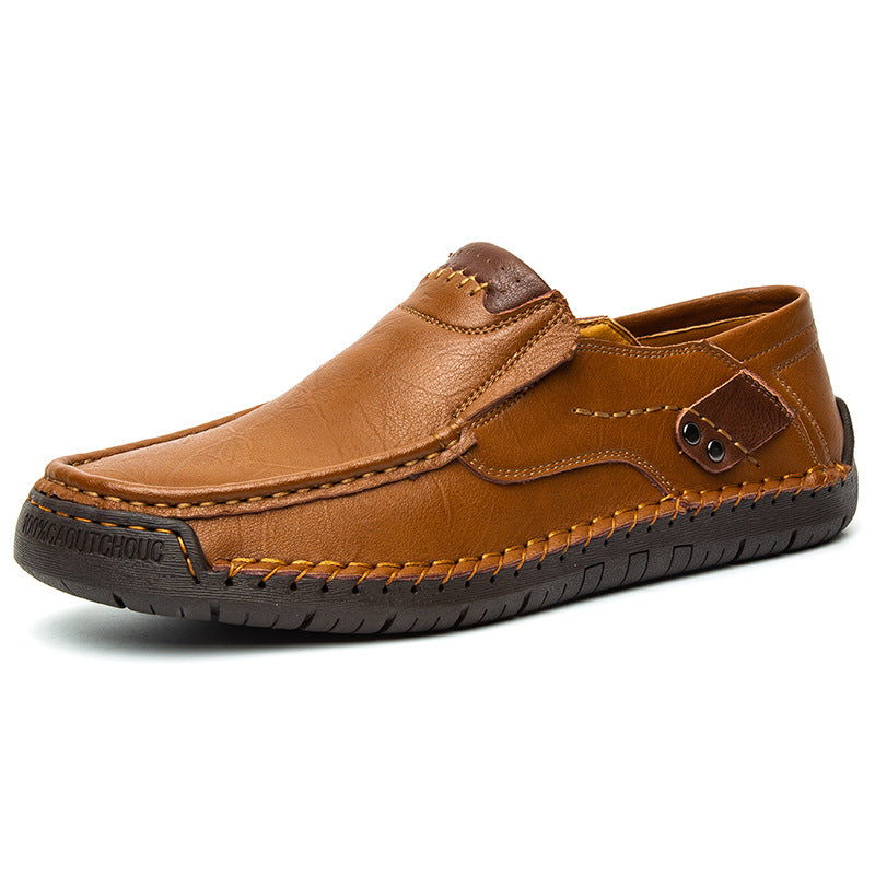 Men's Hand-Stitched Leather Loafers Slip-On Casual Shoes