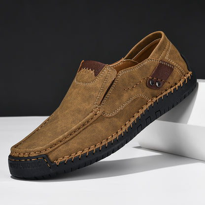 Men's Hand-Stitched Leather Loafers Slip-On Casual Shoes