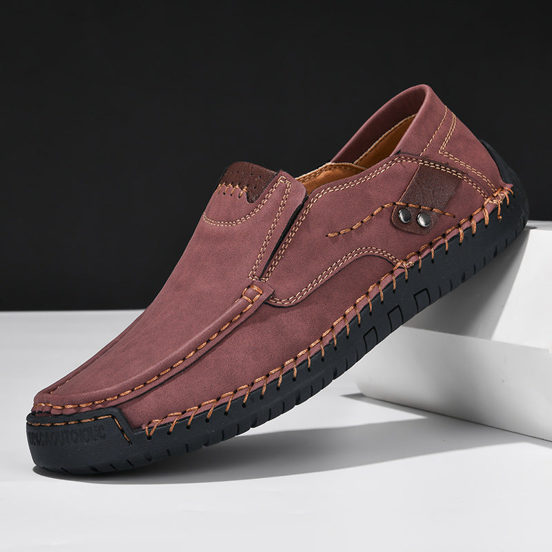 Men's Hand-Stitched Leather Loafers Slip-On Casual Shoes