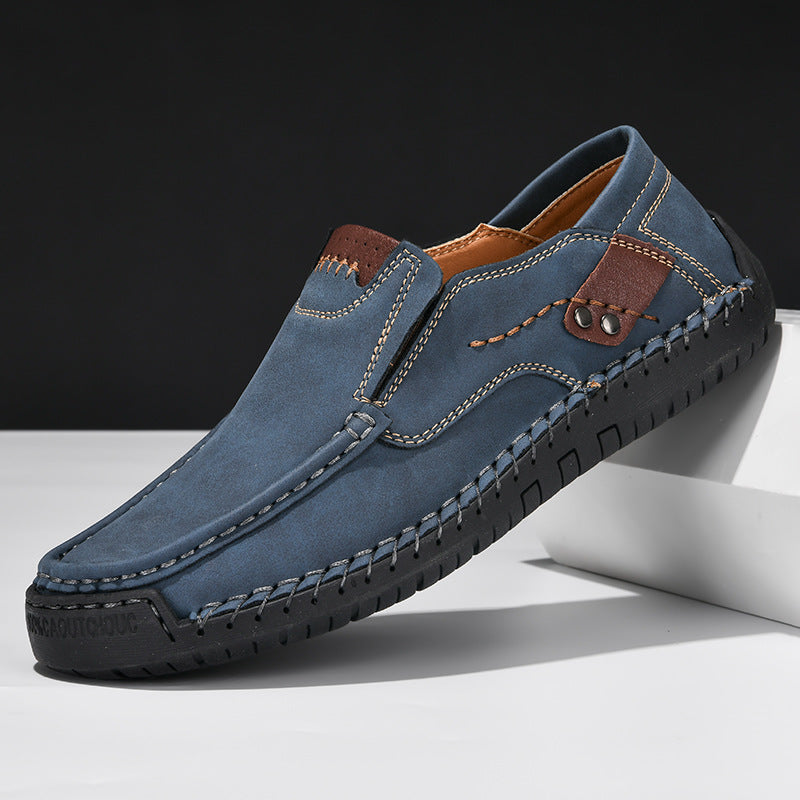 Men's Hand-Stitched Leather Loafers Slip-On Casual Shoes