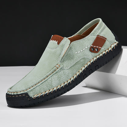 Men's Hand-Stitched Leather Loafers Slip-On Casual Shoes