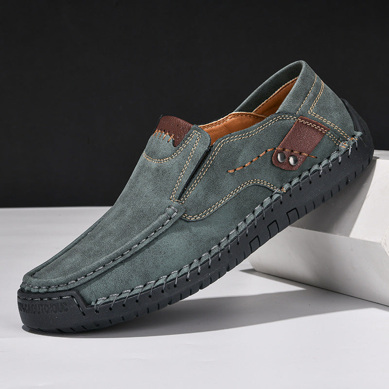 Men's Hand-Stitched Leather Loafers Slip-On Casual Shoes